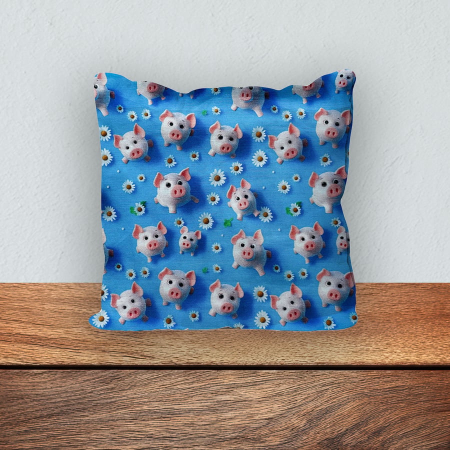 Children's Cushion, Nursery Mini Cushion, Handmade Cushion-Little Pigs-124