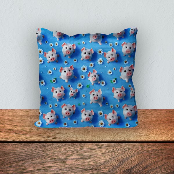 Children's Cushion, Nursery Mini Cushion, Handmade Cushion-Little Pigs-124