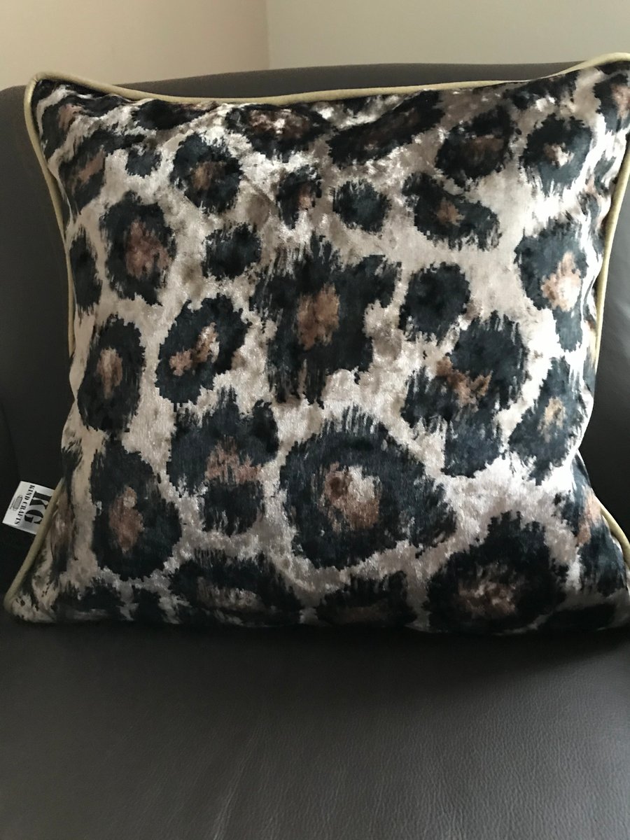 Cushion cover with Duck Feather Pad Luxury Leopard Truffle Crush Cushion.