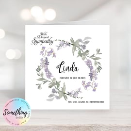 Personalised Watercolour Sympathy and Loss Card - Floral Wreath