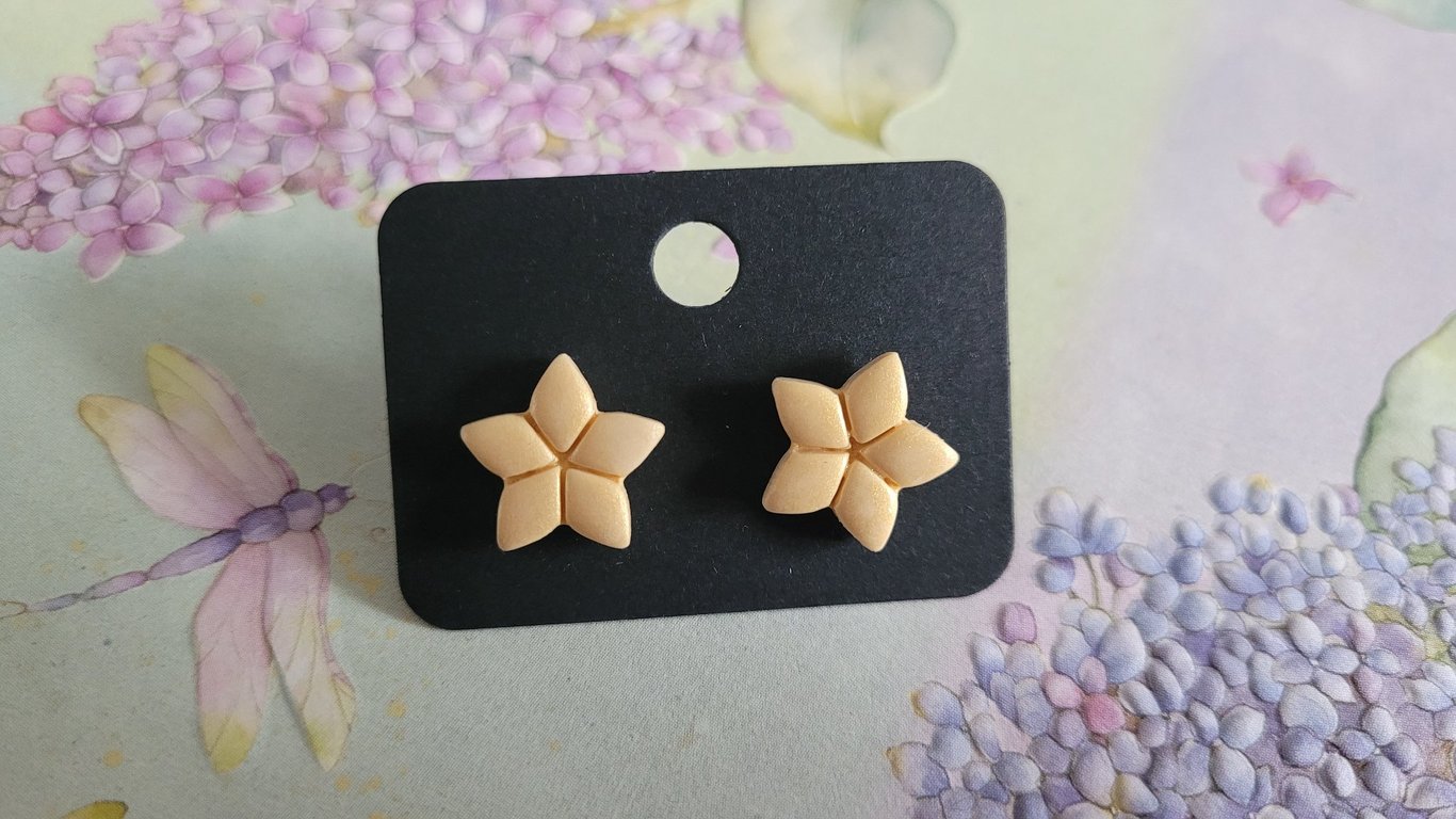 Handmade Polymer Clay Star Gold Stud Earrings, 316 Stainless Steel, Christmas 