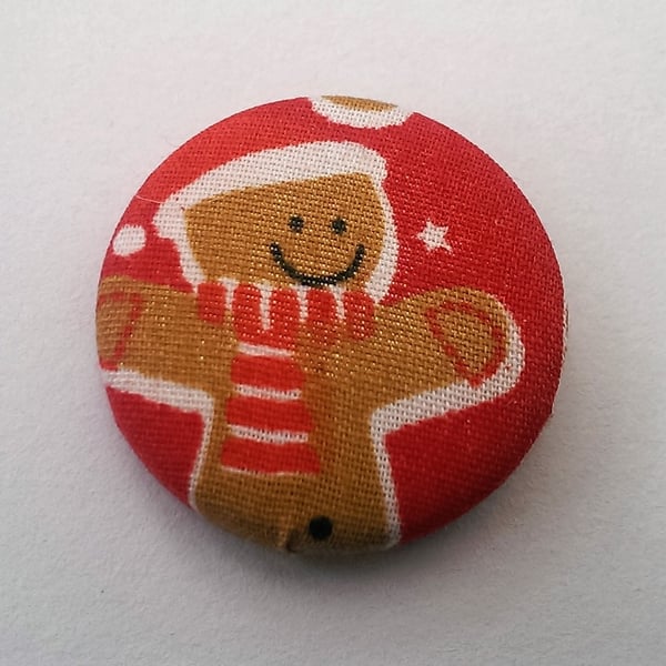  SALE Christmas Gingerbread Man Fabric Badge (Red)