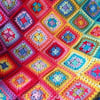 Multicoloured Squares Summer Bright Crochet Blanket 