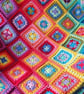 Multicoloured Squares Summer Bright Crochet Blanket 