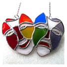 Comedy Tragedy Mask Stained Glass Suncatcher Rainbow handmade 