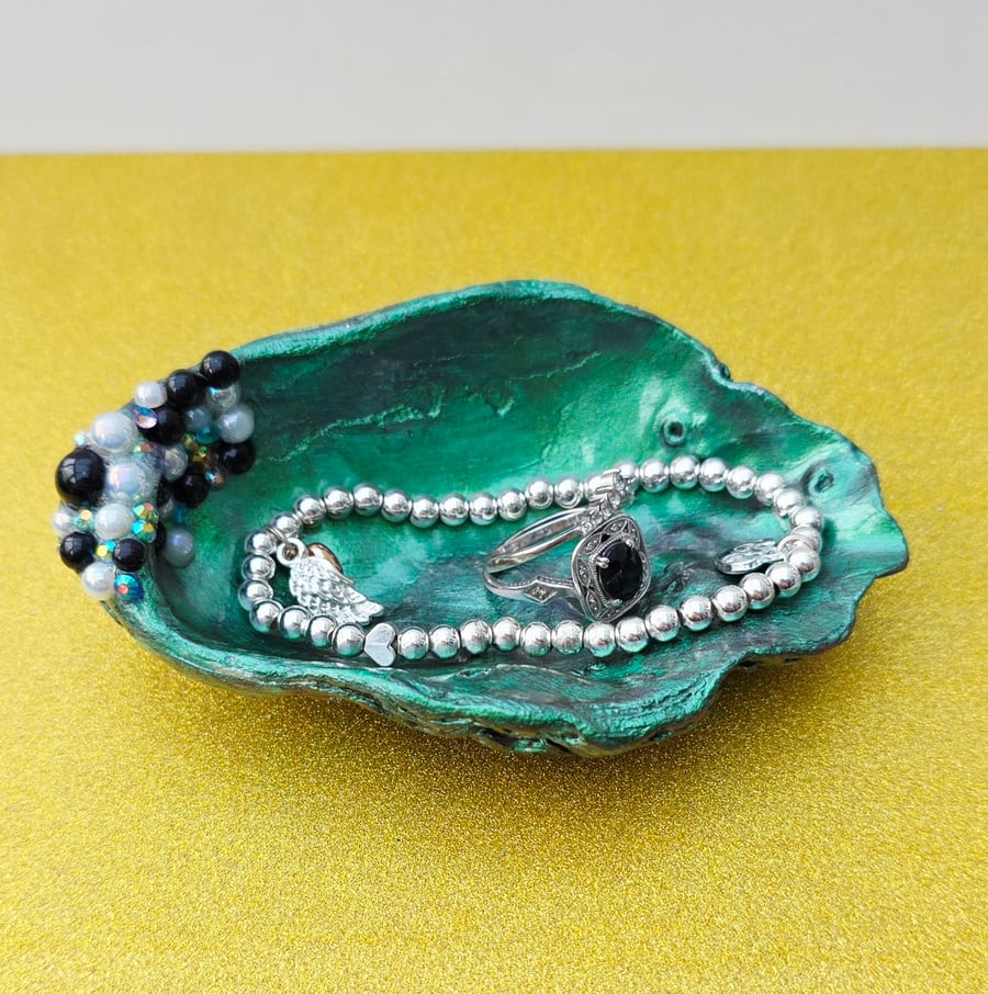 Hand Decorated Oyster Shell Trinket Dish