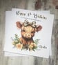 Highland Cow Personalised Birthday Card for Her Happy Birthday - Image 1