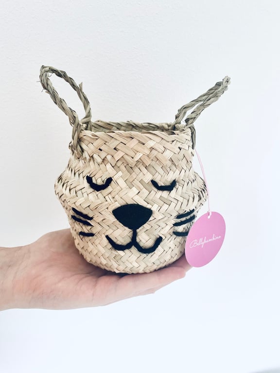 Mini cat belly basket - toy storage pencil holder trinket pot