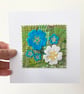 Up-cycled embroidered spring primrose garden card small artwork.  - Image 3