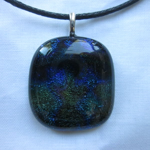 Handmade dichroic glass cabochon pendant - Life on Mars