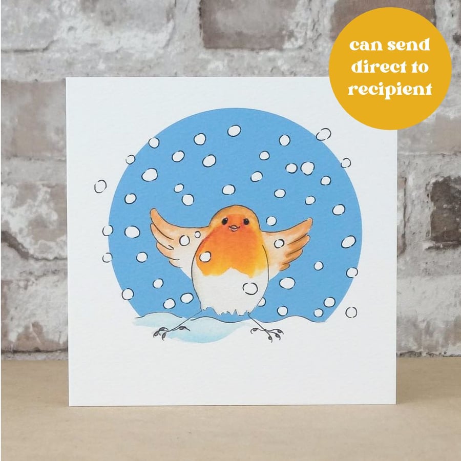 Christmas Card Snow Robin Ecofriendly