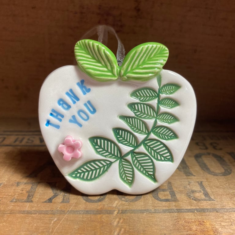 Gift for teacher small ceramic Thank You apple decoration