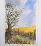 Yellow Field. Blank Card. Original Painting. 260156 - Image 2