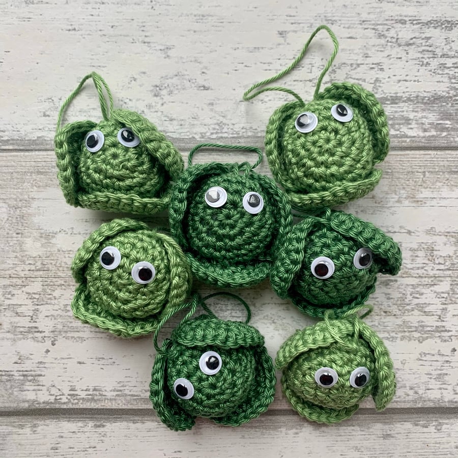 Dark Green Crochet Brussel Sprout tree decoration