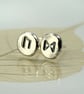 Silver Rune Studs Rustic Nugget Earrings on Posts Choose your Viking Rune - Image 1