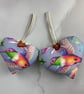 Handmade hummingbirds hanging fabric hearts set of 2 - Image 10