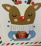 Handmade hand Stitched Reindeer Christmas Card - Image 4