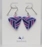 Tri Colour Flat Triangle Beaded Earrings in Purple and Blue - Image 5