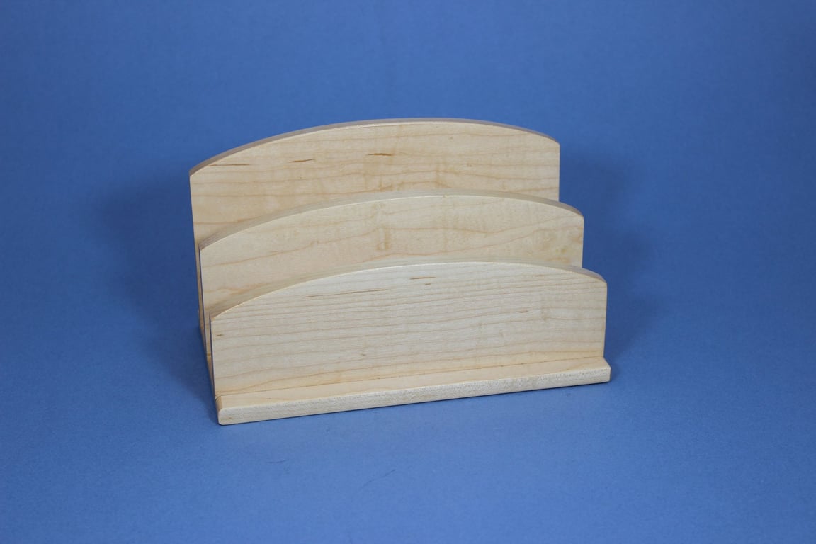 Handmade Solid Maple Wood Letter Rack - Minimalist Desk Organiser