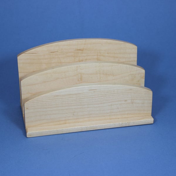 Handmade Solid Maple Wood Letter Rack - Minimalist Desk Organiser
