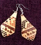 African Motif Earrings – Wooden Teardrop Dangles with Shiny Golden Finish - Image 6