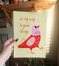 Cute Pink Pigeon Art Print. On My Way To Good Things Print.  - Image 4