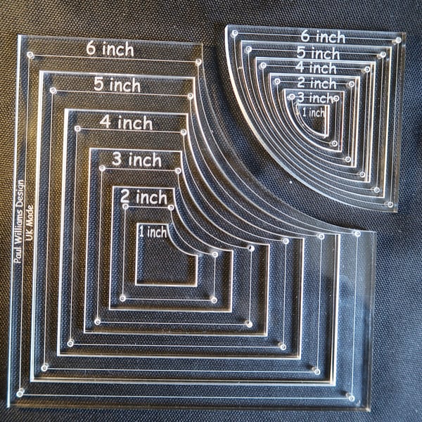 Drunkards path template set, ruler, quilting, english paper piecing,