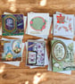 6 Handmade Greeting Card Set – Assorted Decoupage & Mixed Media Destash Cards