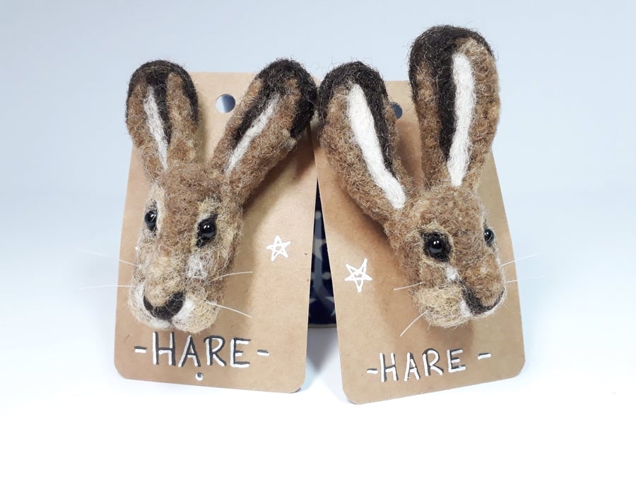  Hare Brooch. Needle Felt Brooch. Pin. Badge. Scottish Brooch. Animal Pin. Hare.