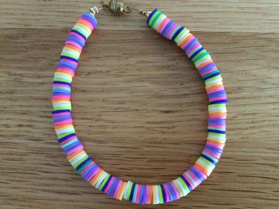 Rainbow Clay Disc Bracelet