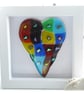 Rainbow Patchwork Heart in Box Frame Fused Glass Picture 007 - Image 7
