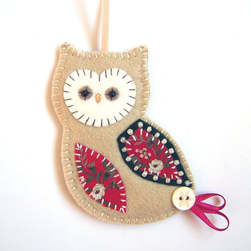 Christmas Owl Decoration - Folksy