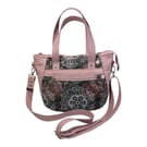 Floral print Leather and water resistant canvas handbag, medium sized crossbody
