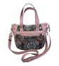 Floral print Leather and water resistant canvas handbag, medium sized crossbody