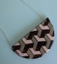 Large grey green necklace with geometric pattern ceramic bib necklace  - Image 3