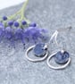 Silver and enamel circle earrings, silver circle earrings, long silver earrings - Image 9