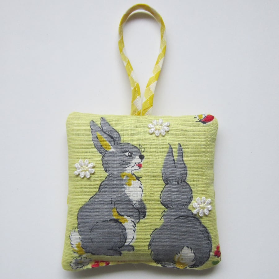 Vintage Easter Bunny Rabbit Lavender Bag with Hanging Loop
