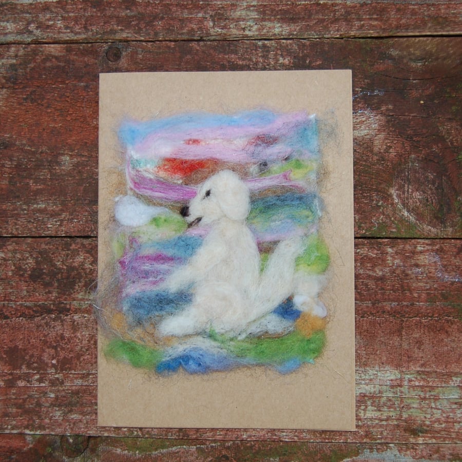  Labrador.  Needle Felt wool Birthday card. Thank you card, Get Well Card