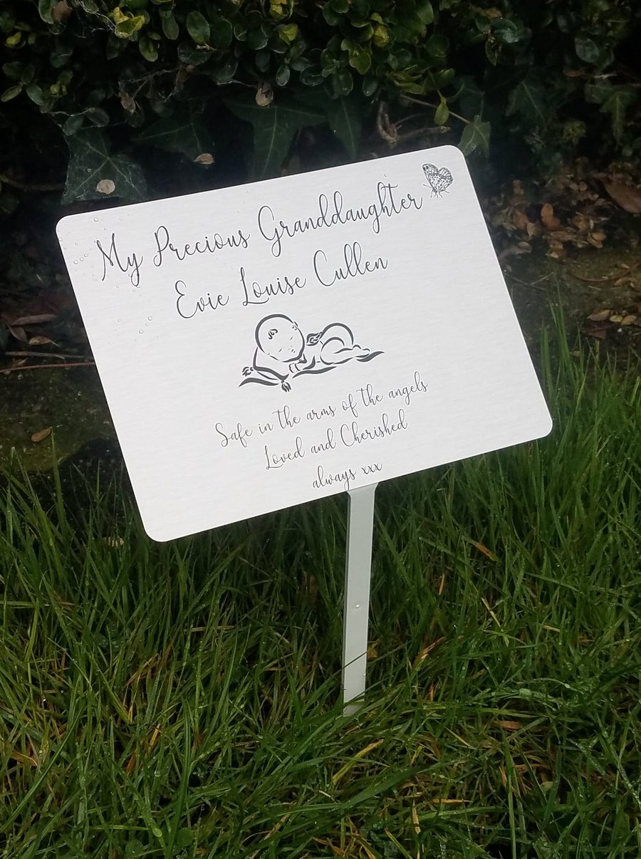 Grave Remembrance Plaque Baby Grave Ornament Tree dedication Plaque Cemetery 