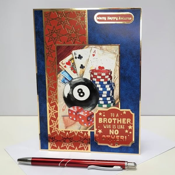Brother Birthday Card - Many Happy Returns - Poker Games Night