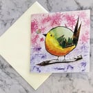 HAPPY BIRD: Greetings card - blank 8nside