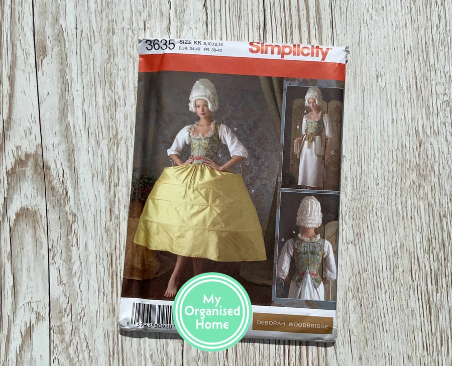 Simplicity 3635 Marie Antoinette style Deborah Woodbridge costume sewing pattern
