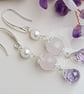 Rose quartz drop earrings, handmade earrings - Image 1