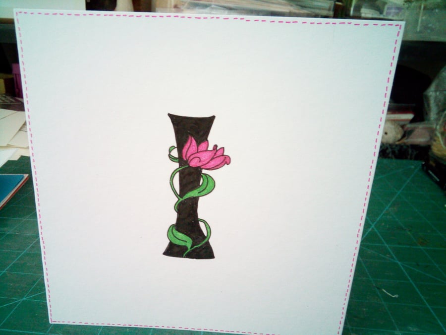 Letter I birthday card 