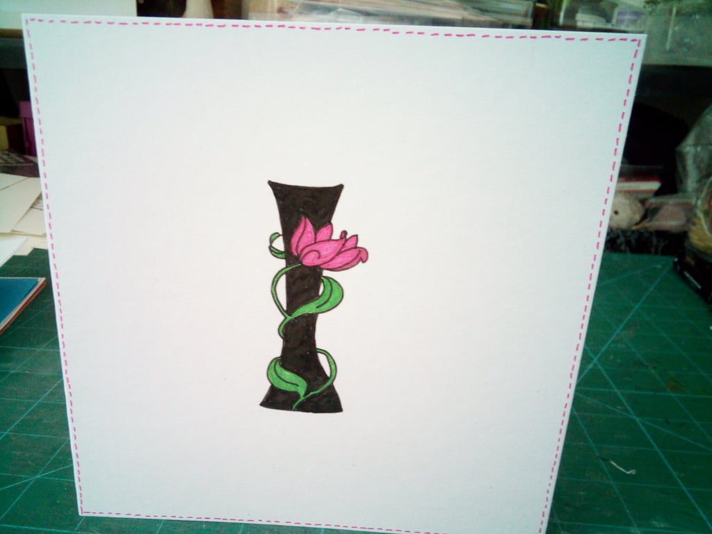 Letter I birthday card 