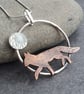 Copper fox pendant, Silver and copper necklace, 7th anniversary gift - Image 6
