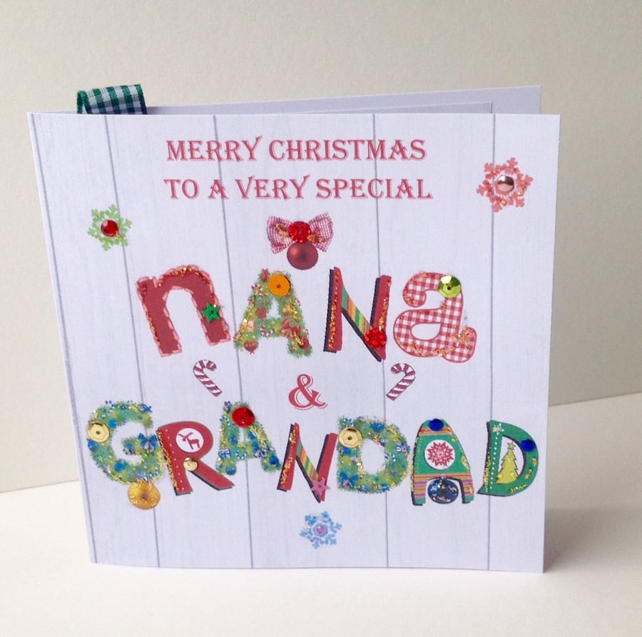 Christmas Card Family,Nana & Grandad,Handmade Can Be Personalised