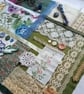 Large Slow Stitching kit - Late summer garden - plum and gold vintage textiles