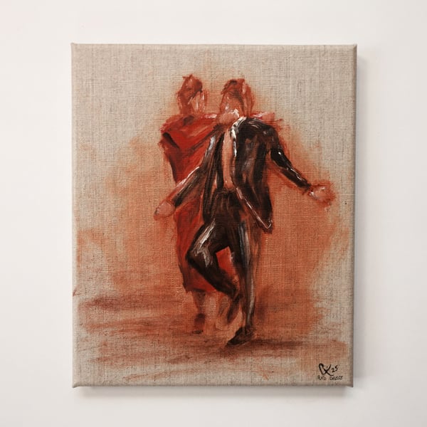 'Red Dress' an original oil painting on canvas 12x10inch (30x26cm).