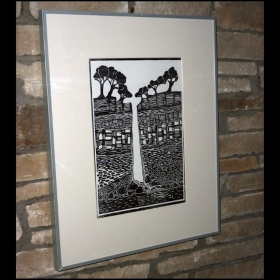 Original lino cut print "Hardraw Force"